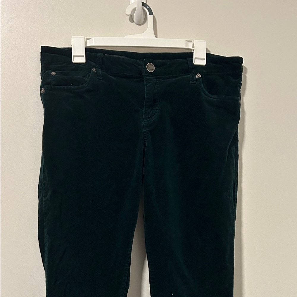 Kut from the Kloth Green Holiday Party Velvet Suede Catherine Boyfriend Pants